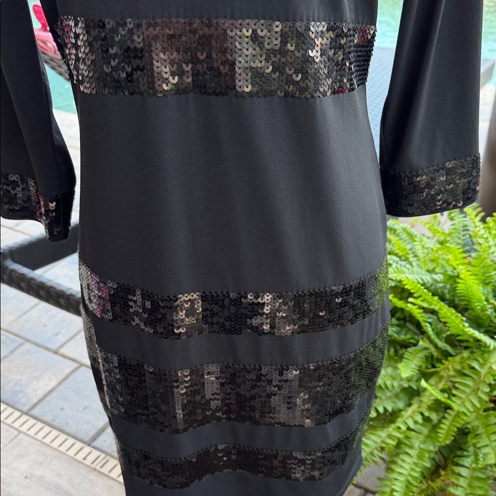 Michael Kors Black Sequin 3/4 Sleeves Dress - Picture 3 of 8